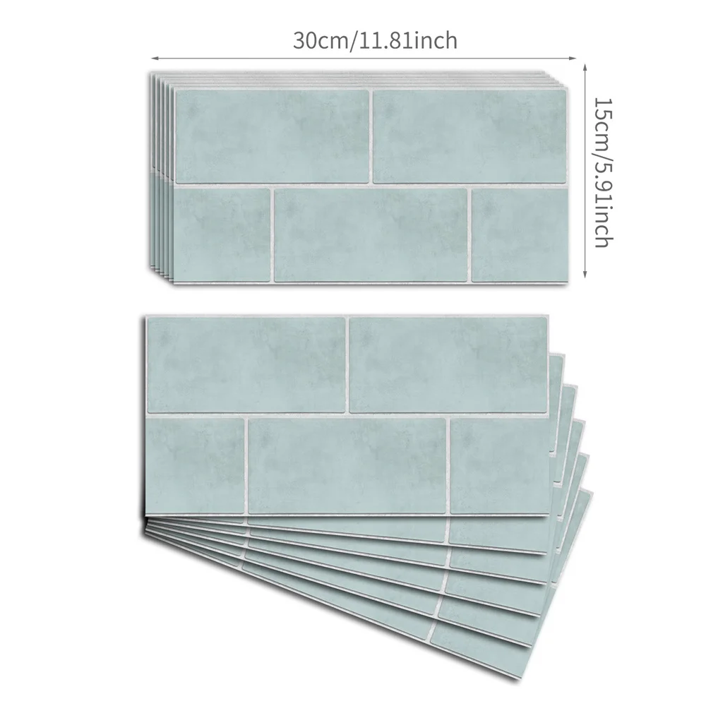 30x15cm Seafoam Green Wallpaper Thick Tile stickers Wall Stickers Self-Adhesive Easy To Clean Waterproof Kitchen Bathroom Decor