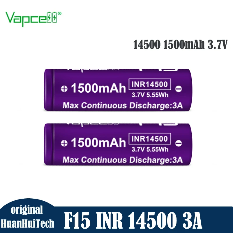 Оригинальный Vapcell F15 INR 14500 1500 мАч 3A 3,7 В литиевая батарея PK Vapcell F12 14500 1200 мАч перезаряжаемая батарея для светодиодов
