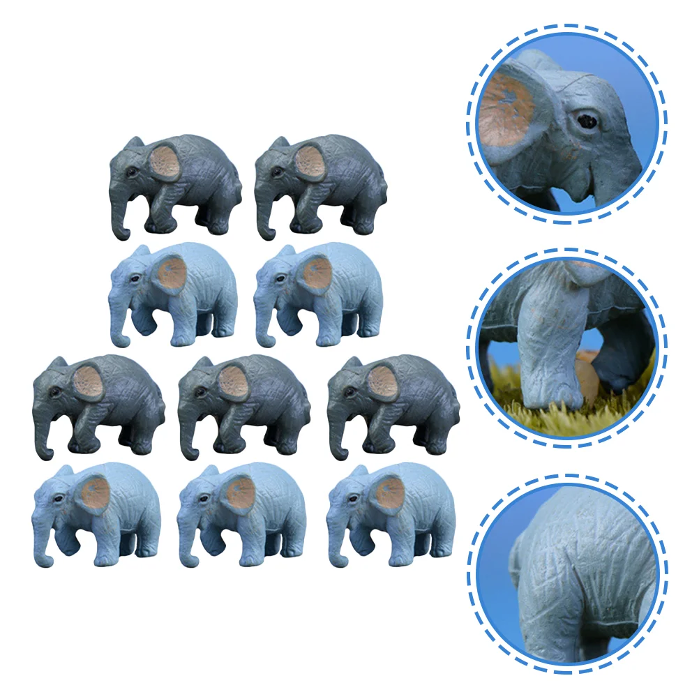 

10 Pcs Cartoon Simulation Elephant Miniature Model Toy Small Figurines Tiny Bulk Toys Moss