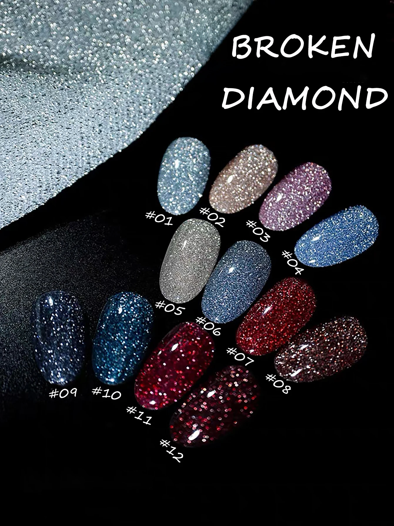 

1pcs ZH Summer Autumn Nail Halloween Nails Hot Selling Dopamine Red White Blue Pink Red Burst Broken Diamond Gel Nail Polish Gel