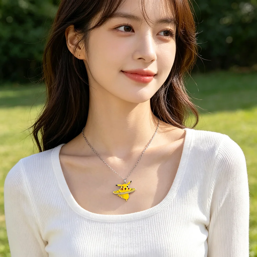 Trendy Anime Cosplay Cute Cartoon Monster Elf Saturn Planet Enamel Necklace Fashion Accessory