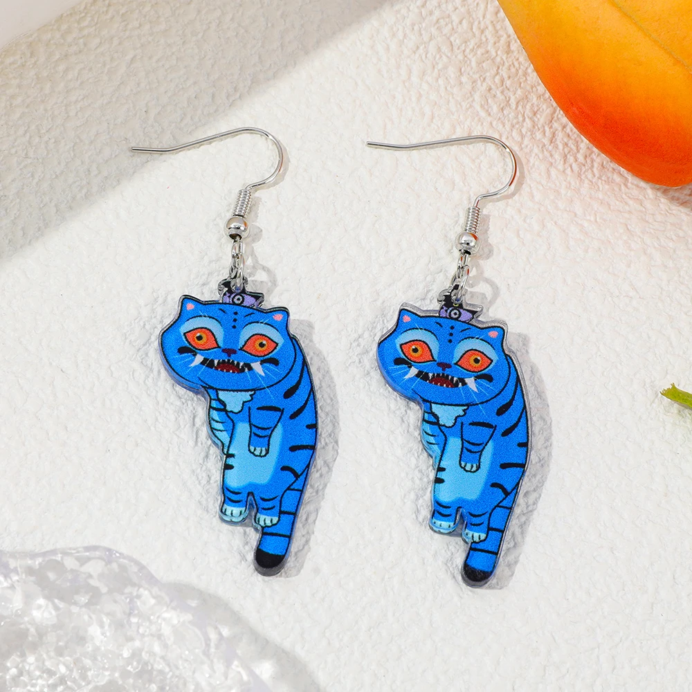 أقراط متدلية بتصميم Kpop Demon Hunters Derpy Tiger، نمط كرتوني لطيف، مجوهرات أكريليك، أقراط المهرجانات، زينة الأذن