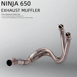 Slip on Exhaust Muffler Sensor Front Middle Connection Link Pipe For Kawasaki ER6N Versys 650 Z650 Ninja 650 2012-2019 2020 2022