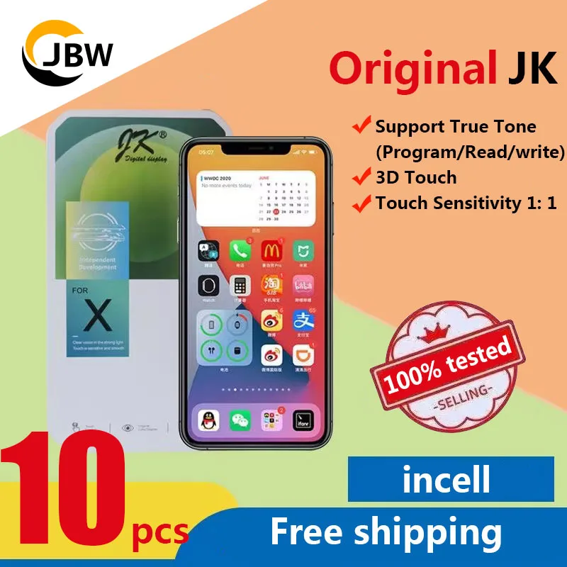 

10PCS original JK incell LCD Display For iPhone X XR Xs 11 12 13 12Pro 11pro Max 14 Touch Screen Digitizer Assembly True Tone