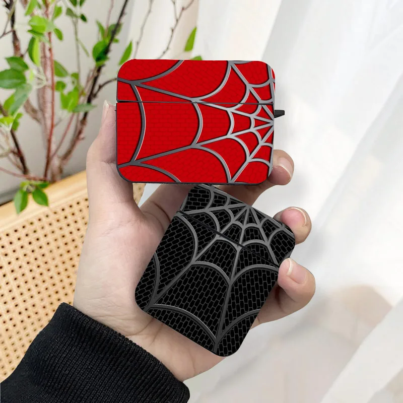 Red Black Spider Web AirPods Case Black Wireless Bluetooth Earphone Case for Apple Airpods 1 2 3 Pro 2 Protective Case