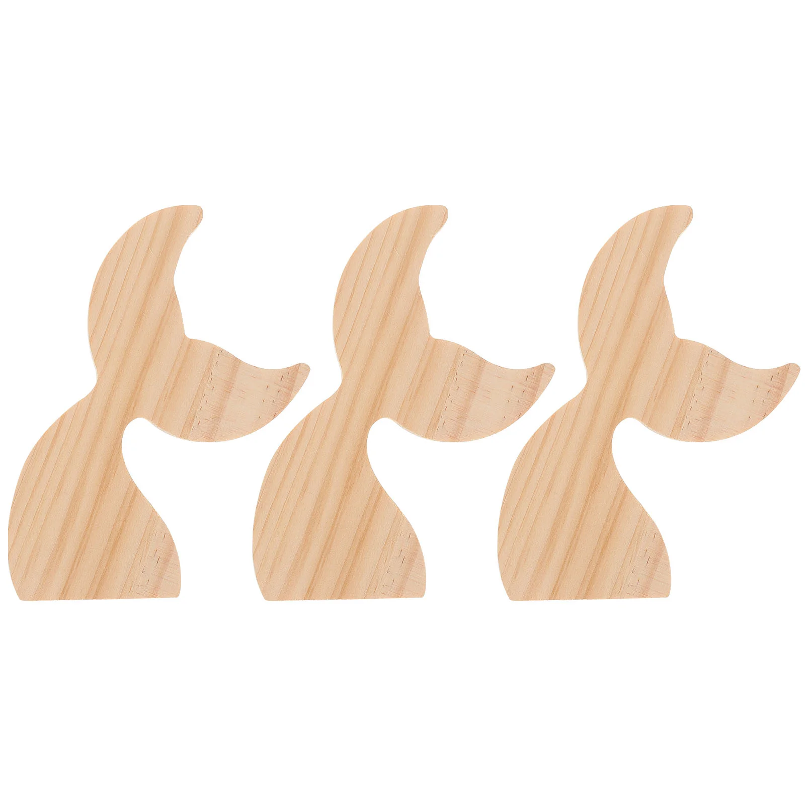 3 Pcs Desktop Fishtail Wood Block Ornaments Child Toy Decor Whale Decors Party Adorns