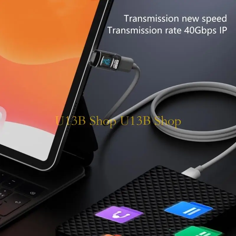 

U13B Plugs And Play USB C Male To Female Adaptor, Super Speed 40Gbps, Powerful 140W 8K Resolution Digital Display