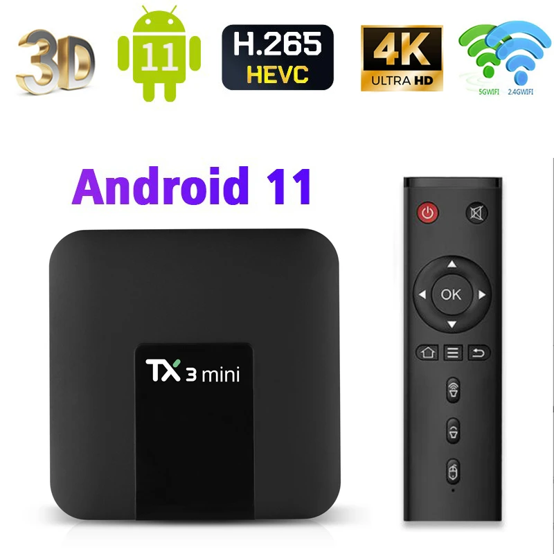 Tx3mini 스마트 TV 셋톱 박스 멀티미디어, 안드로이드 11.0 2023, UHD HDR10, 4K H. 265 Amlogic S905, 5G 와이파이, iptv 셋톱 박스, 2GB, 16G 