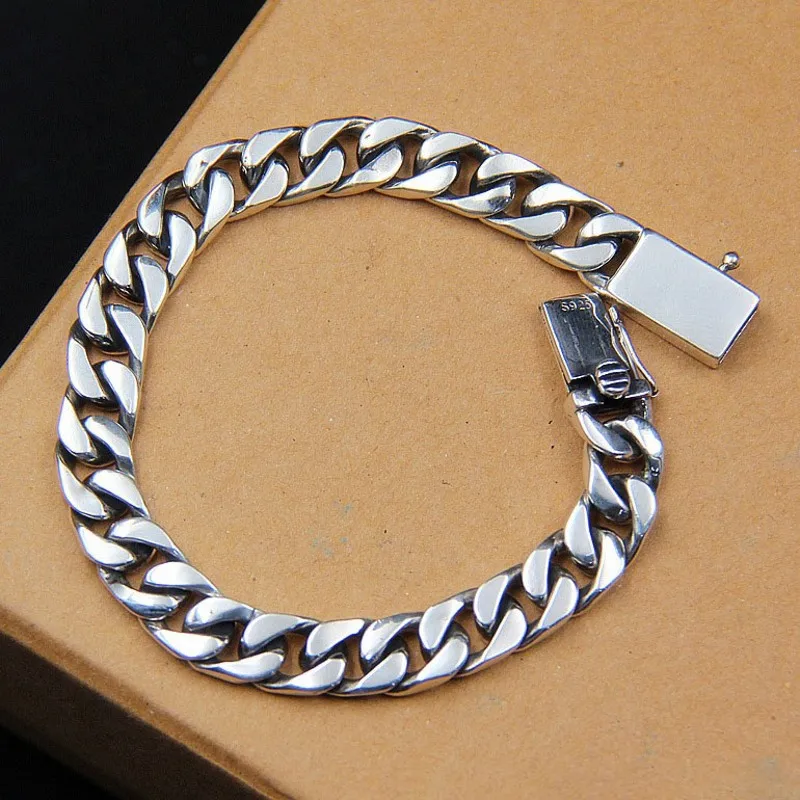 

Real Solid 925 Sterling Silver Chain Men Women 8.3mm Curb Cuban Link Bracelet 25.8-32.5g/16-20cm