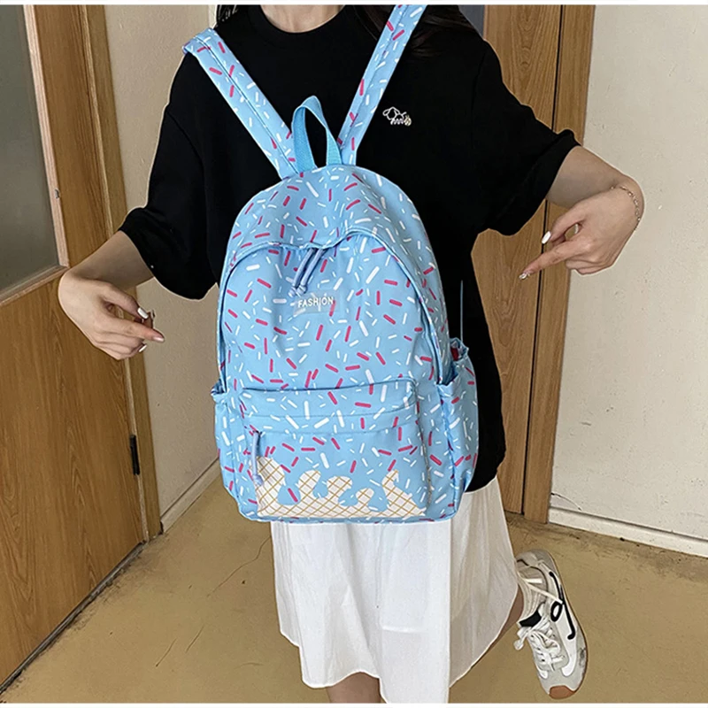 Schülerrucksack, Ice Cream Korean Teenage Girls Sweet Cute Schultasche, leichte, geräumige College-Tasche, Tagesrucksack mit großem Fassungsvermögen – Detail 15