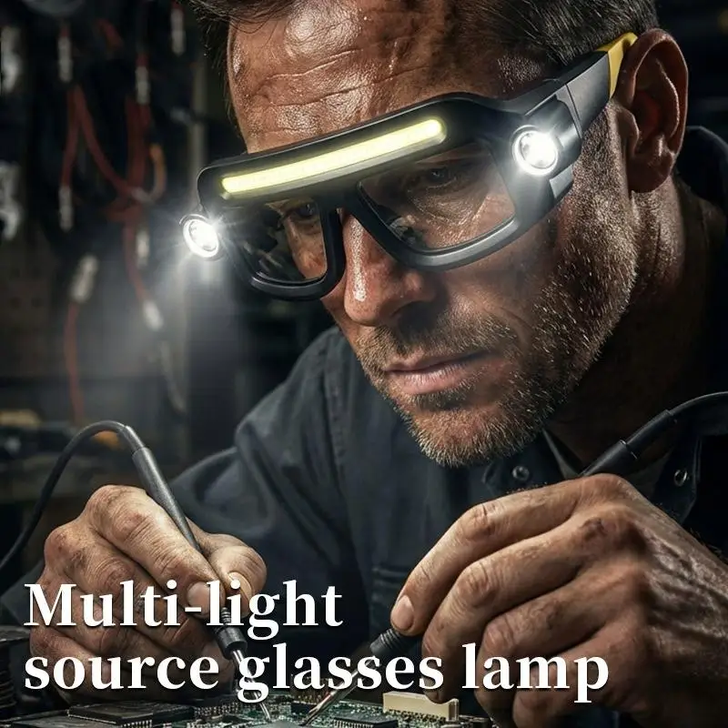 Rechargeable LED Glasses Headlamp Glasses Type-C Charging 5 Modes Waterproof Multifunctional Light for Running Camping Cycling