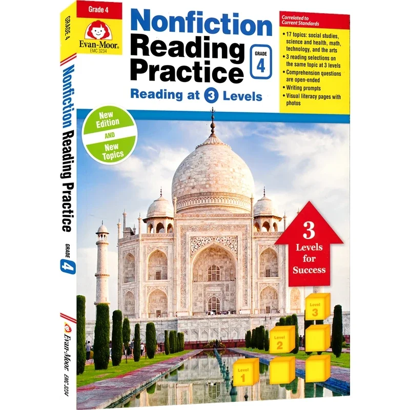 Evan-Moor Non-Fiction Reading Practice, Grade 4 Workbook,aged 8 9 10 11, English book 9781629383187