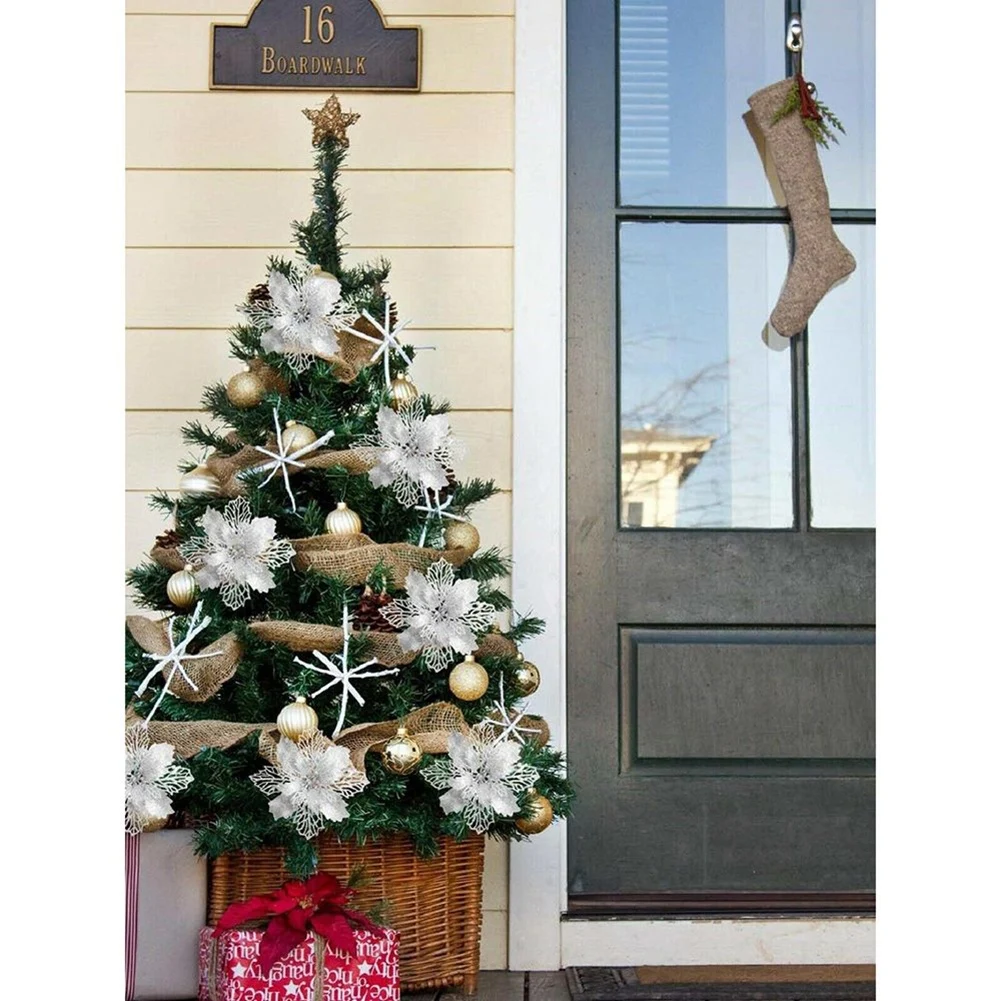 Decoration Christmas Flowers Tree Hanging Xmas Party Party 1/5pcs 11cm Christmas Glitter Flower Tree Decoration - Image 4