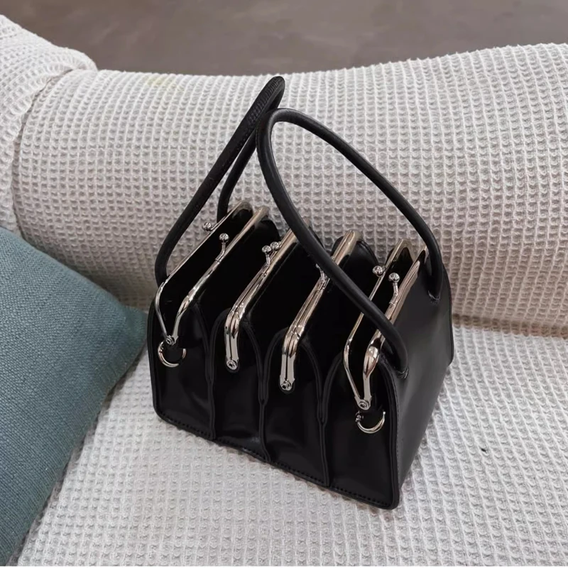 

Niche Design Organ Bag Multi-lay Clip Purses Women Luxury 2024 New Fashion High Quality Black Casual Shoulder Crossbody Bags