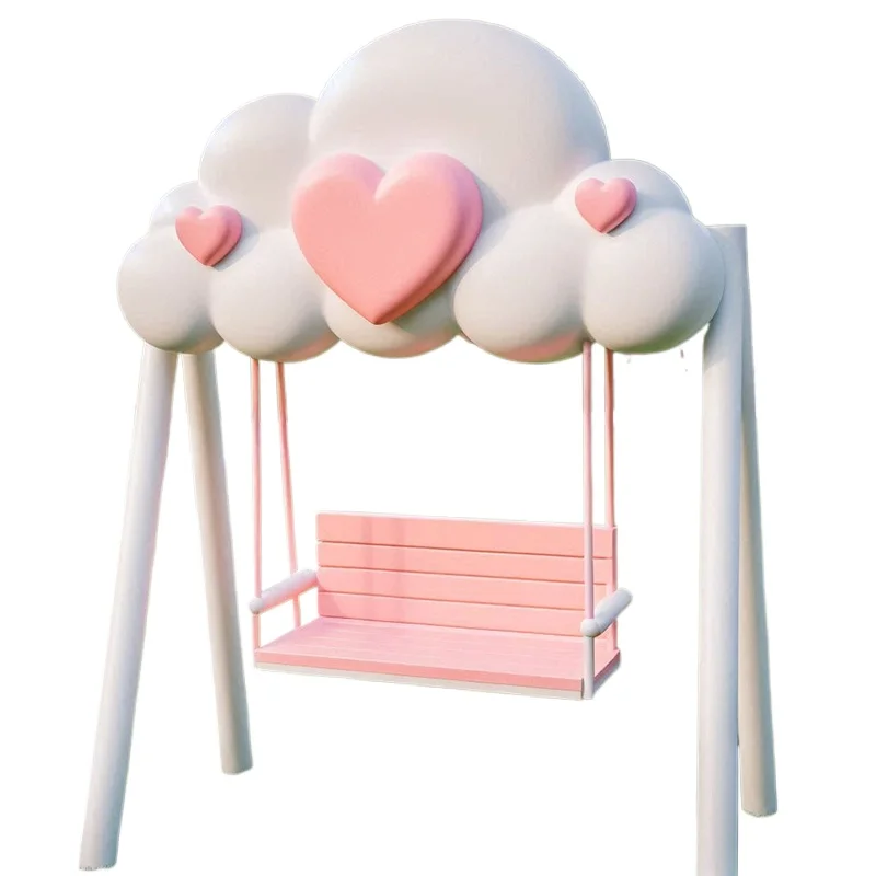 Internet celebrity flower sea beach love cloud swing, outdoor seat ornament decoration layout landscape
