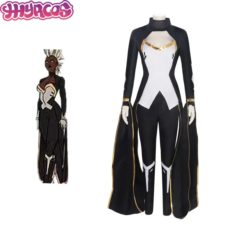 أزياء فيلم X-Force Storm Ororo Munroe التأثيرية X-Men BlueOroro زي أسود للهالوين للنساء بدلة ساحرة للطقس لعيد الميلاد