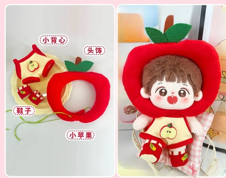

2026 new 20cm cosplay doll clothes cotton doll clothes cute and playful style apple jumpsuit tomato skirt doll clothes