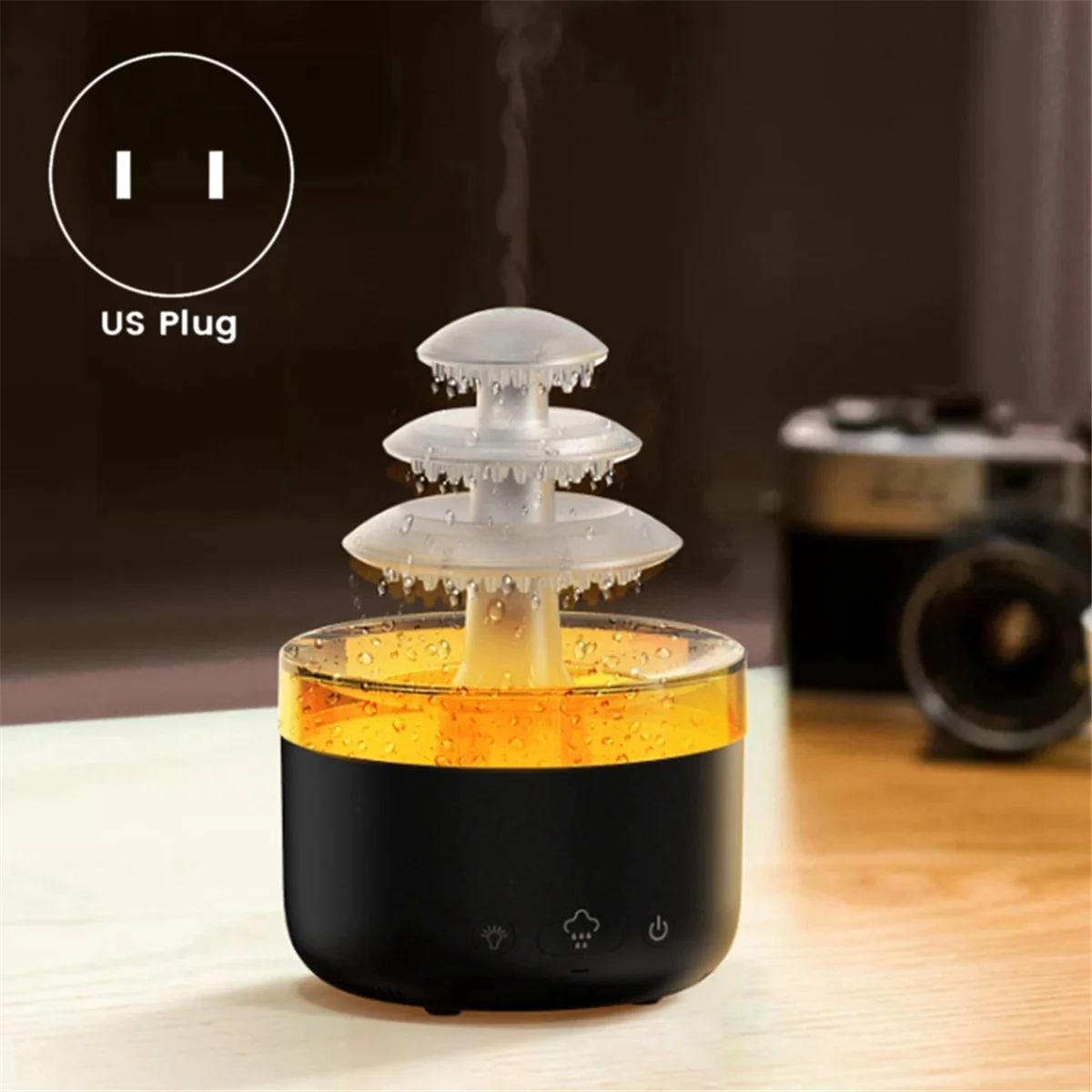 Cloud Rain Air Humidifier Essential Oil Aromatherapy Diffuser USB Mute Mist Air Humidifier with 7 Colorful Light US Plug