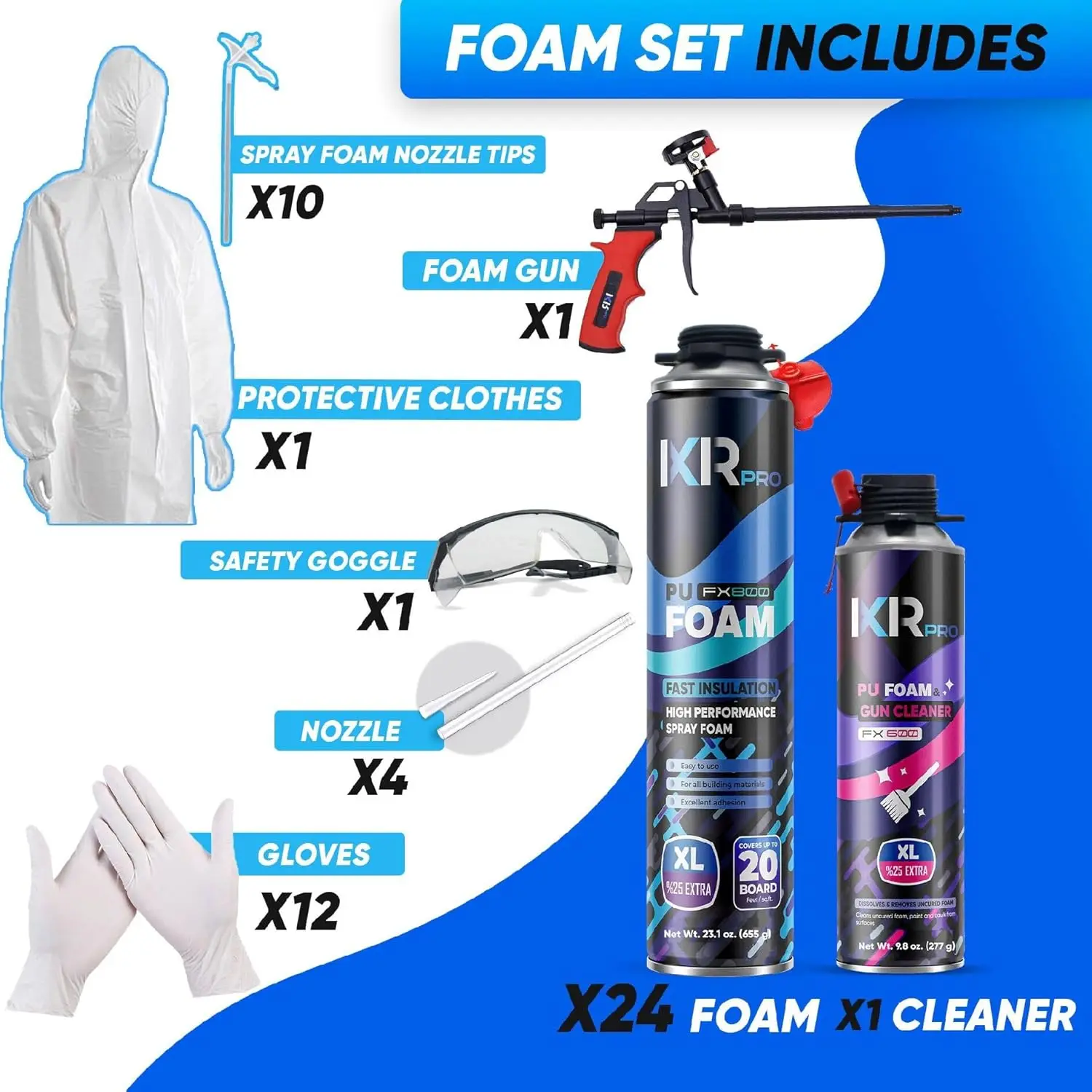 

Spray Foam Insulation Kit (24 PK Kit-23oz) Expanding Foam Sealant, Spray Insulation Foam, Closed Cell Spray Foam Heat