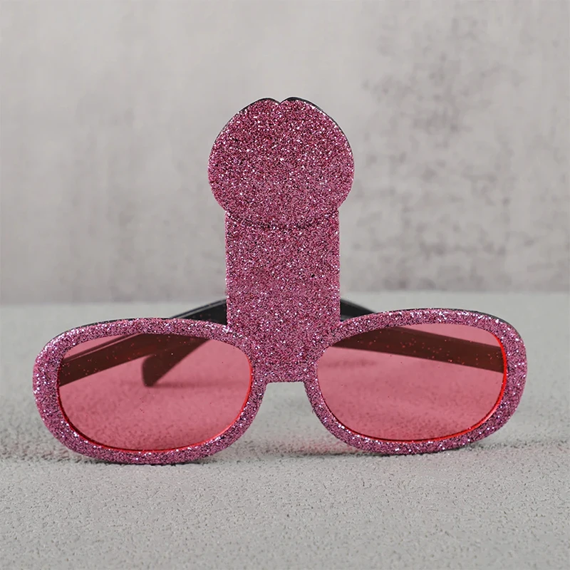 1Pcs Funny Glitter Bride Penis Shaped Sunglasses Wedding Bachelorette Party Photo Props Birthday Night Out Hen Party Decorations