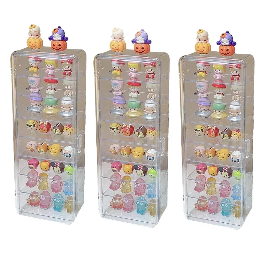 1pcs/2Pcs/3Pcs 8-Layer Transparent Dustproof Storage Box with Lid - Adjustable Dividers & Cute Small Display Comp for Organizing
