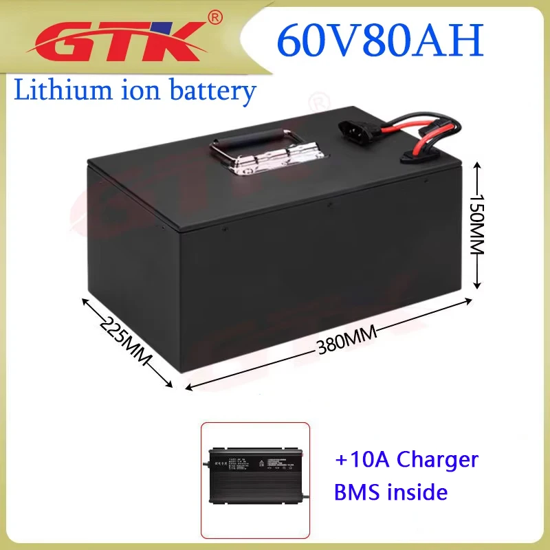 GTK lithium battery 60v 80ah 100ah 120ah 140ah 160ah ion battery pack with BMS for 5000w 8000W electric car forklift off road