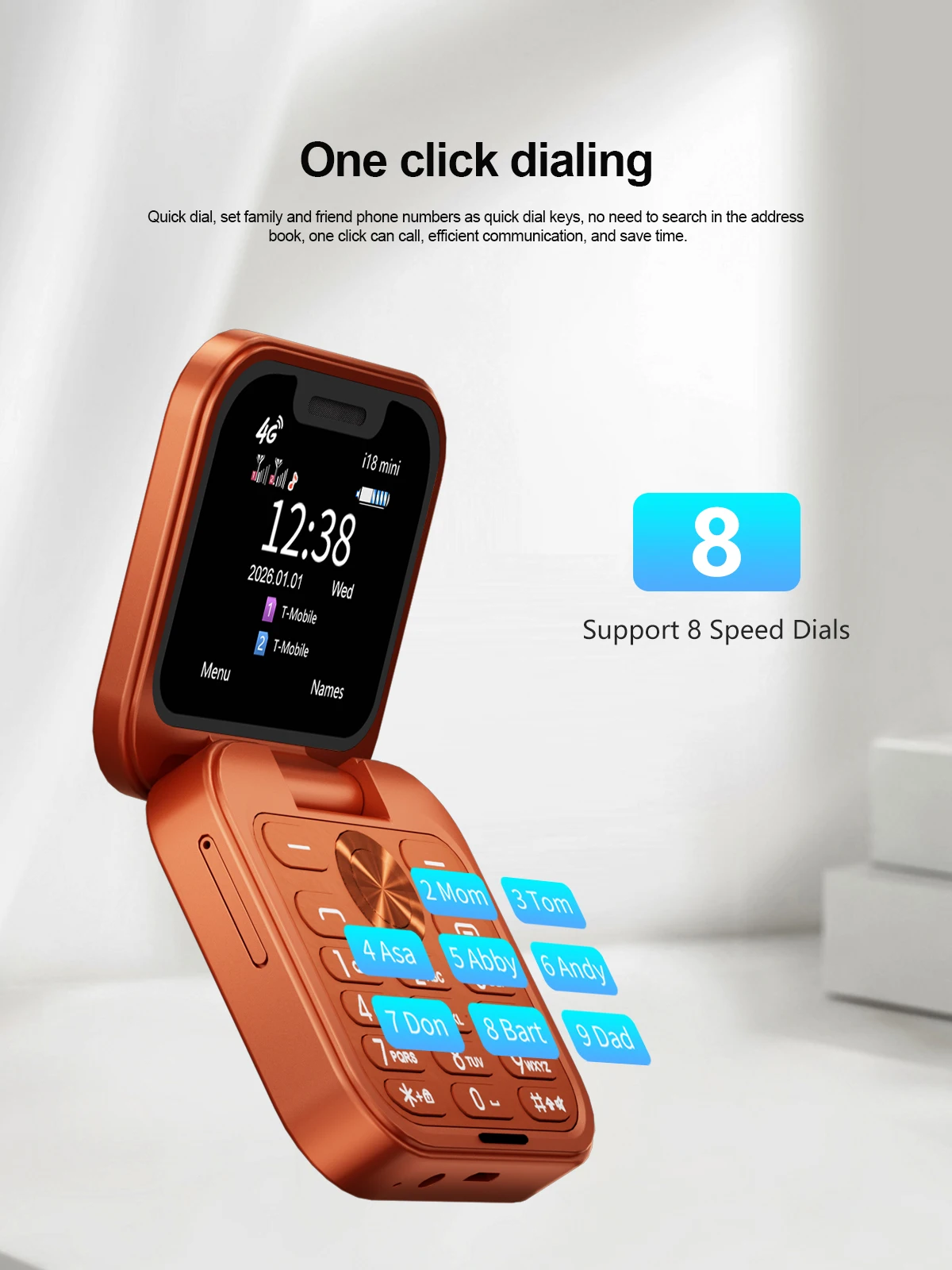 SERVO I18 mini 2G GSM/4G LTE Network Flip Mobile Phone 1.77-inch Screen Dual SIM FM Radio Flashlight Blacklist Mobile Phones