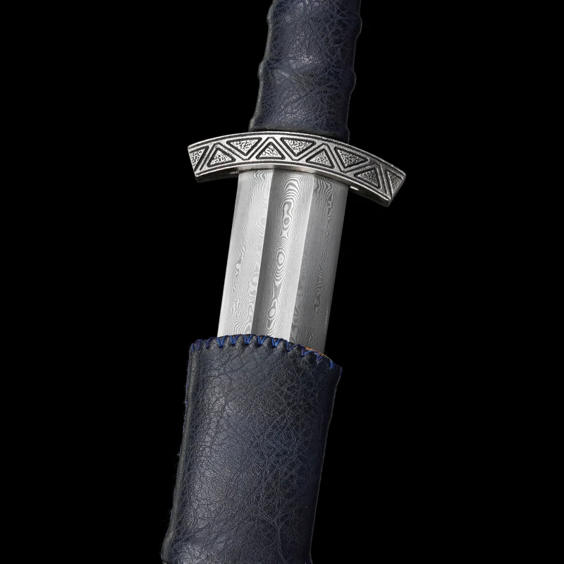 European Viking Sword Folded Steel Damascus Blade Unsharp, Real Handmade Full Size Medieval Classic Collection Decorative Swords