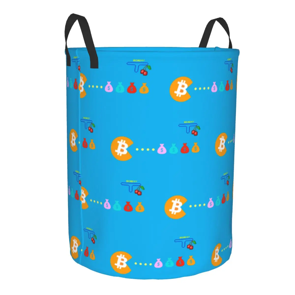 Custom Bitcoin Eats Dollar Laundry Hamper Large Clothes Storage Basket Cryptocurrency Wallet Toy Bin Organizer for Boy Girl