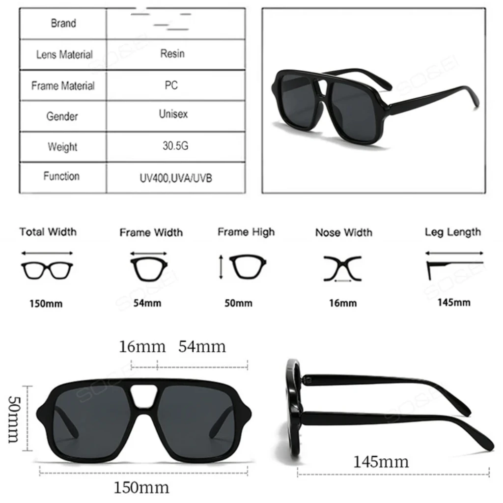 Popular Fashion Double Bridges Square Men Sunglasses Vintage Punk Blue Shades Women EyewearUV400 Men Trending Sun Glasses view 5
