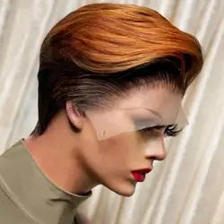 European And American Wig Short Women's Dyed Short Straight Hair Sexy Women Dyed Lace Short Straight Synthetic Wig Hairpiece