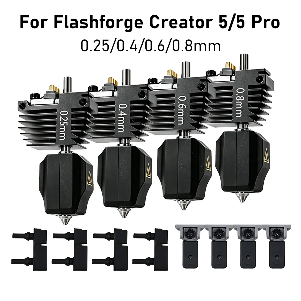 4-częściowy zestaw hotendów do ekstrudera Flashforge C5 Pro z silikonową szczoteczką do czyszczenia, przeznaczony do głowicy drukującej Creator 5 — zdjęcie produktu 7