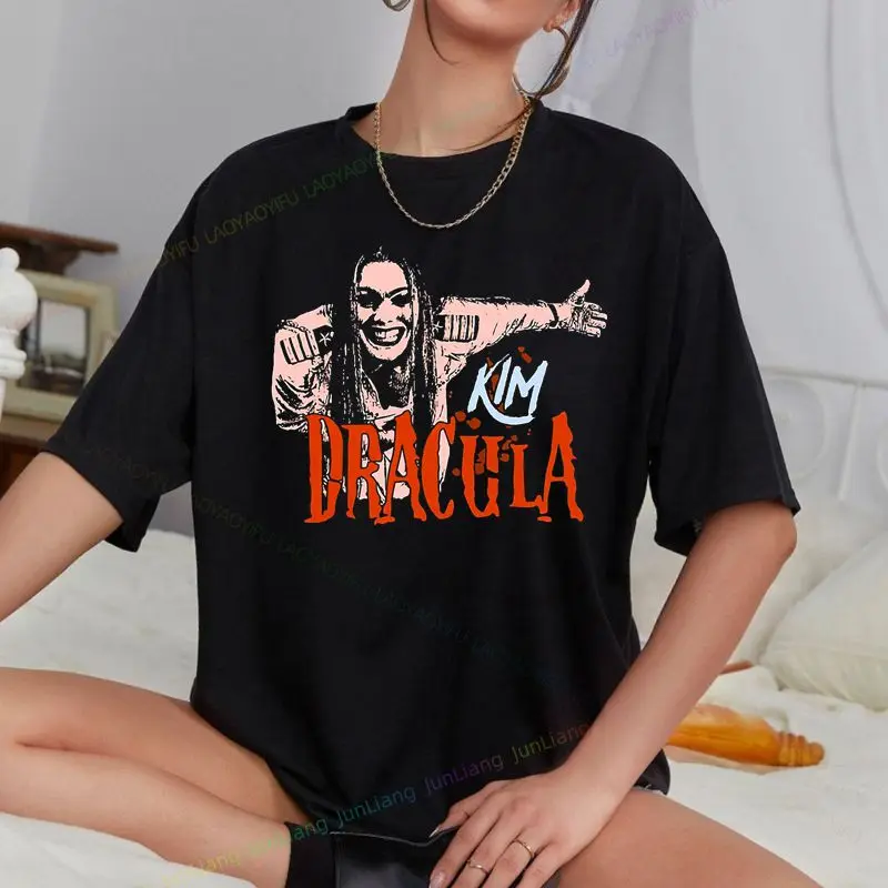 كيم دراكولا: تي شيرت ذو وجه دامي - تي شيرت رجالي على الطراز القوطي - ملابس صيفية عصرية للرجال والنساء