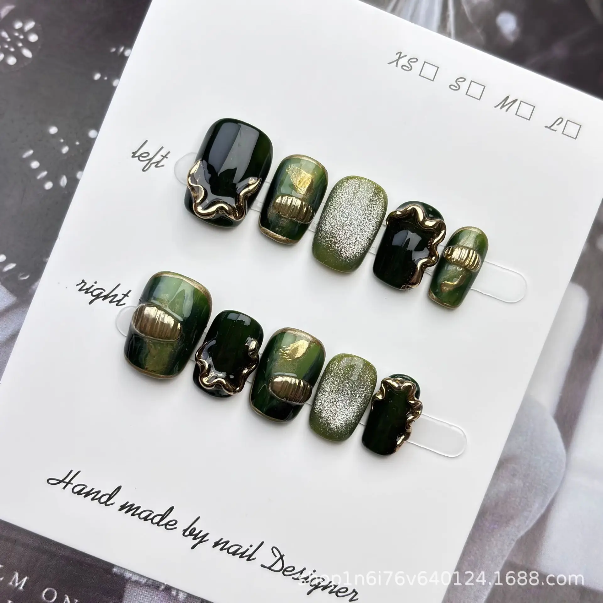 10 Uds. De uñas postizas cuadradas con flores 3D hechas a mano, uñas postizas Retro, uñas postizas adhesivas, Uñas Наклад Ногти 