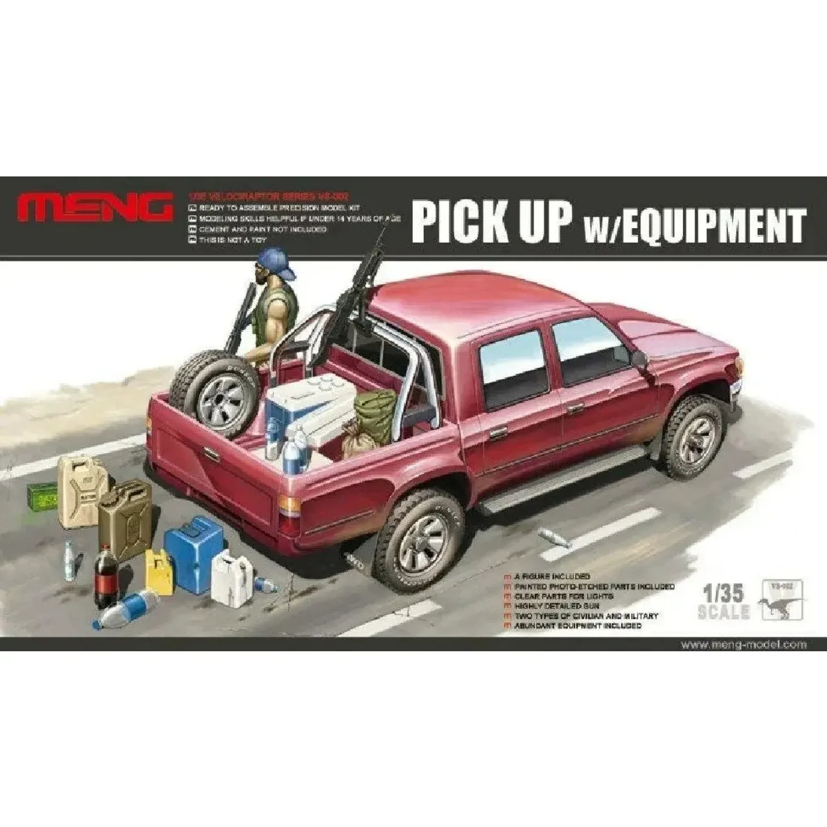 

Meng VS-002 1/35 Scale Pickup W/Equipment Assembly Plastics Model Kit Custom Collectible Children Toy Birthday Gift