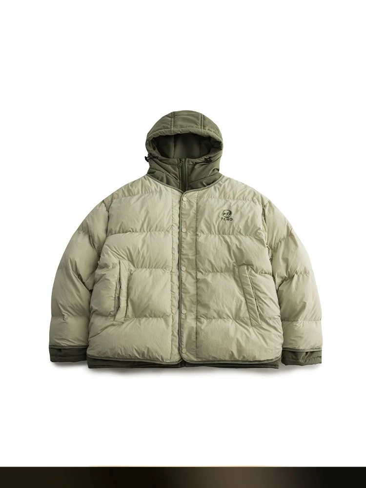 

Мужская свободная теплая зимняя куртка с капюшоном в стиле ретро, с цветными блоками, повседневная молодежная модная куртка с наполнителем из полиэстера