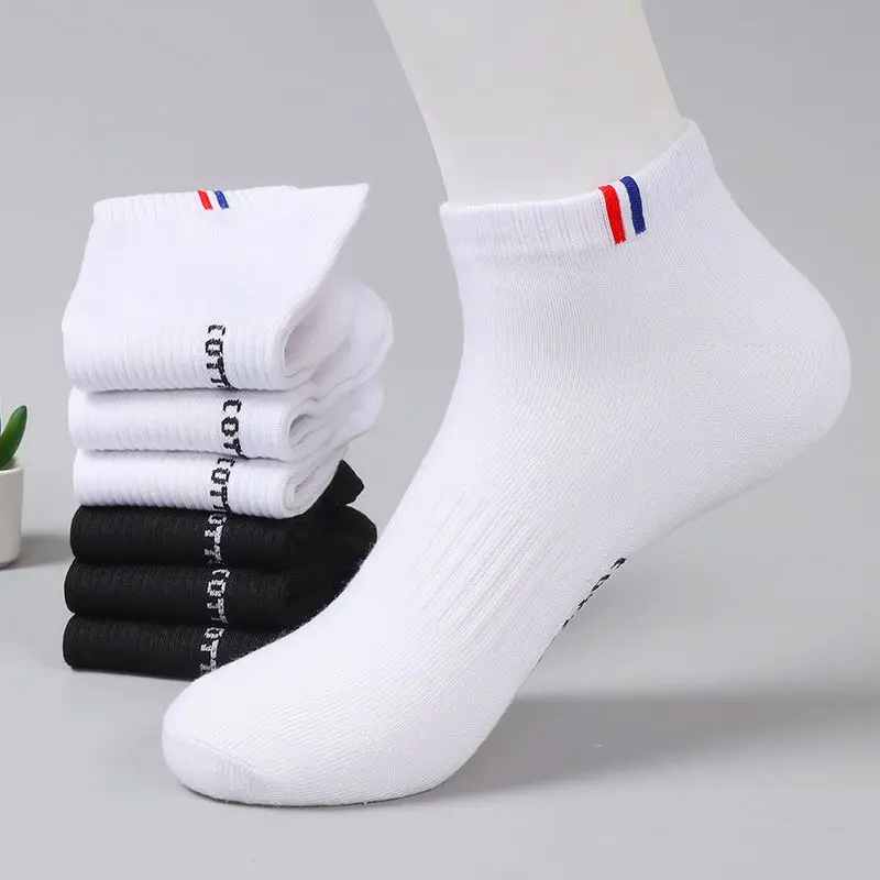 5 /10 Pairs 1 Lot Socks Men Summer Thin Low Tube Breathable White Black Striped Gift Sport Ankle Socks 1 Pack Calcetines Hombre