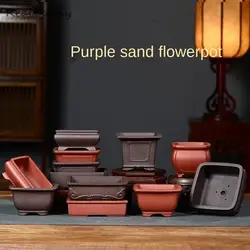 Katı renk mor kil saksı Retro küçük Bonsai çiçek basit etli saksı saksı bitki ev ofis dekor için LB554