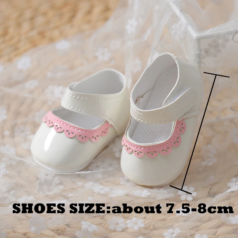 New 7.5-8cm Doll Shoes for 55cm Reborn Doll Toy 21inch Baby Doll Accessories Cute PU Leather Dolls Shoes Dress Up Girl Toys