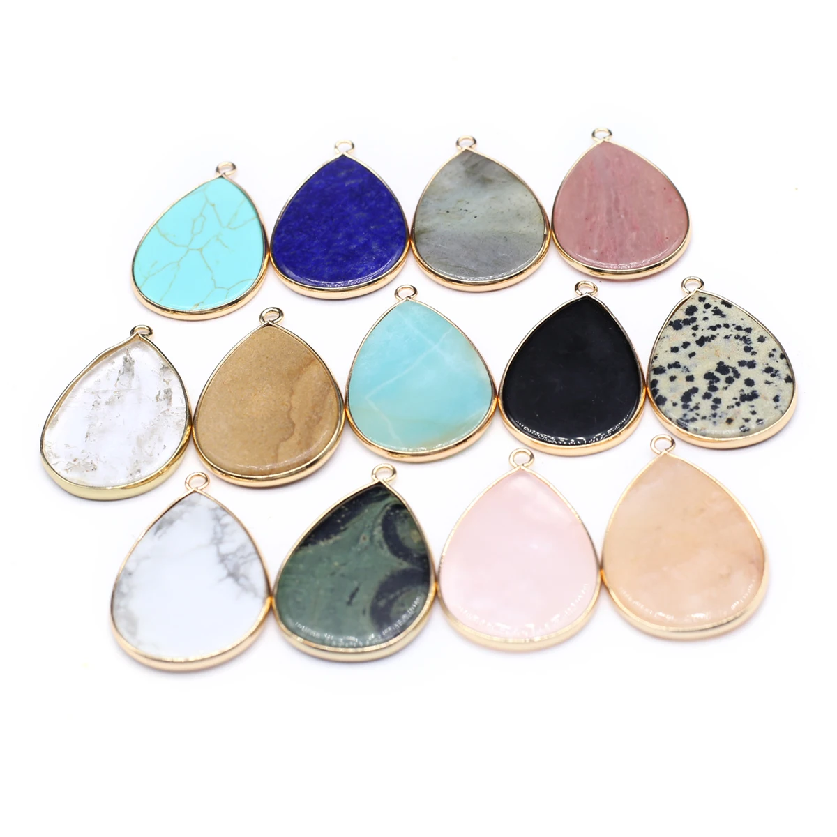 

5 Pcs Water Drop Shape Random Healing Crystal Stone Pendants Agate Charms for Making Jewelry Necklace Gift