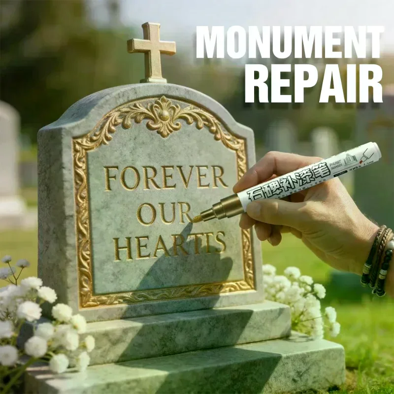 Golden Tombstone Marker Pen Restores Faded Text On Tombstones And Granite Surfaces, Weather-Resistant, Quick-Drying Pen 1Pcs