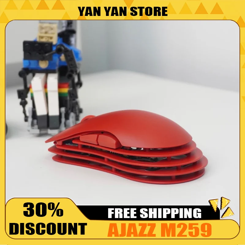 

AJAZZ M259 PAW3395 Sensor Tri Mode Wireless Bluetooth Mouse 64g Magnesium Lightweight Aluminum Horizontal Hollow Design Office