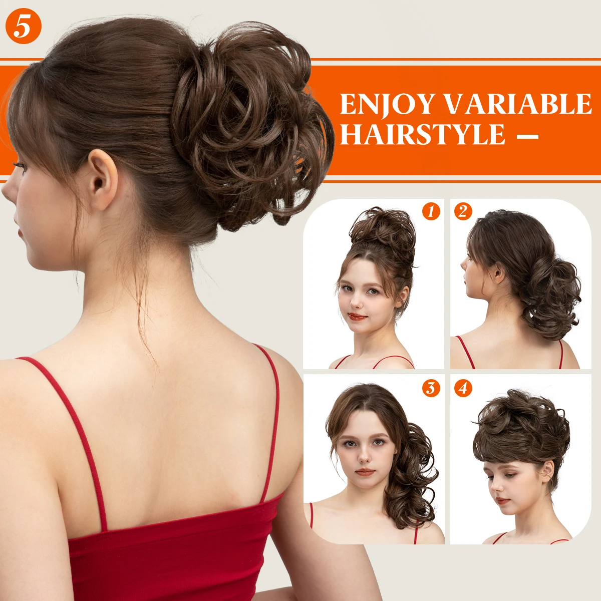 Synthetic Messy Bun Hair Piece Side Comb Clip in Hairpieces Natural Wavy Versatile Adjustable Styles Hairpiece for Women