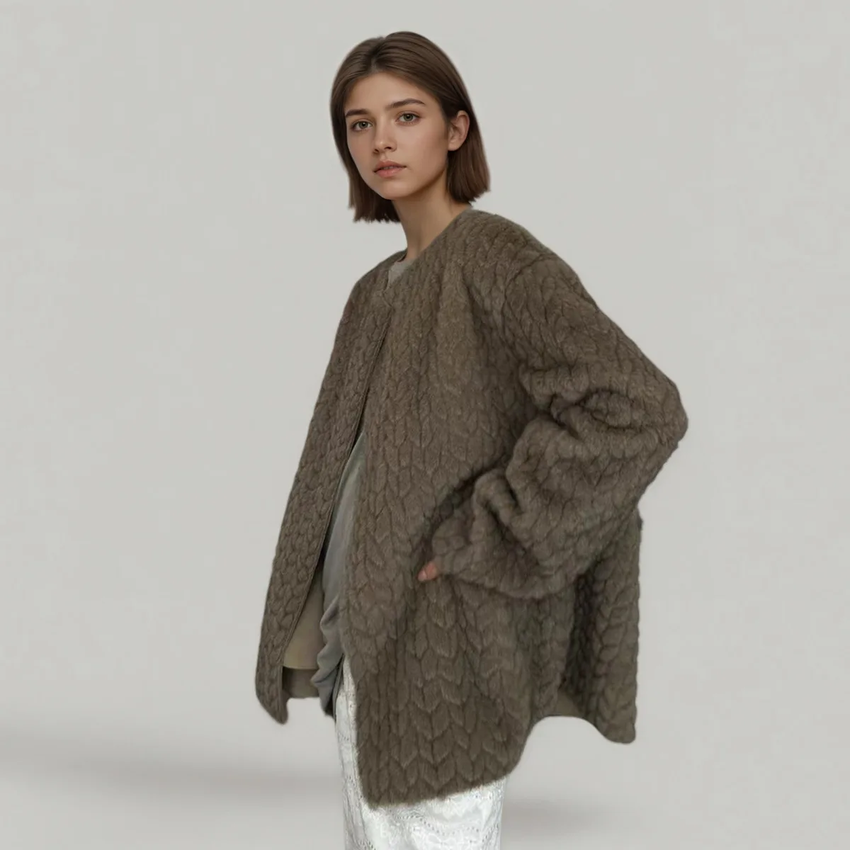 CiCi 2025 سترة نسائية قصيرة ذات ملمس قطيفة للخريف والشتاء الدافئ مبطنة بالصوف ملابس خارجية معطف يومي غير رسمي لملابس الشارع #2