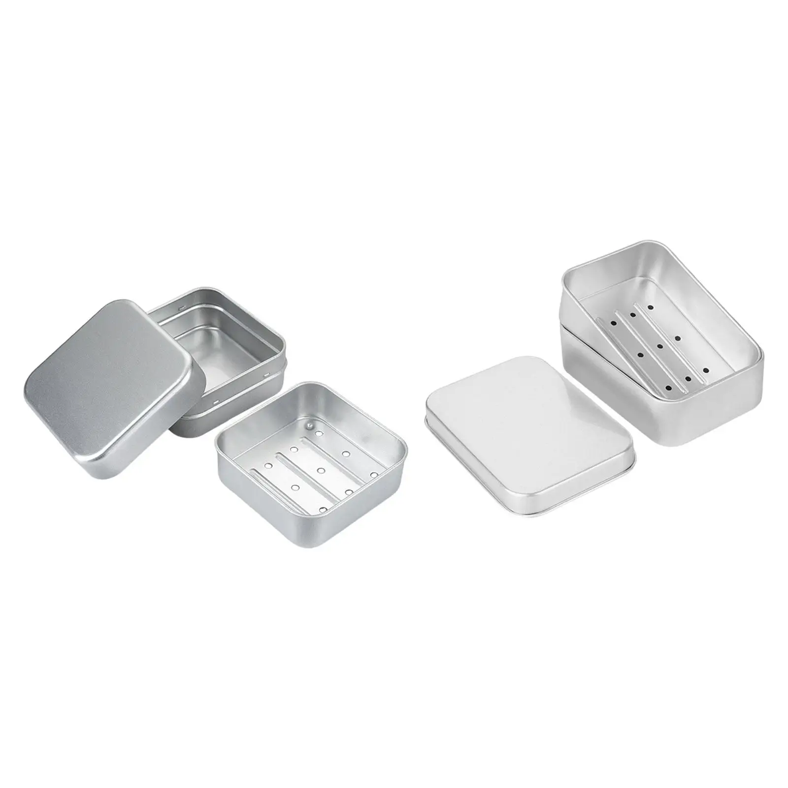 Portable Travel Soap Dish Aluminum Soap Box Leakproof White Soap Holder Compact Bar Case for Suitcase Backpack and Home