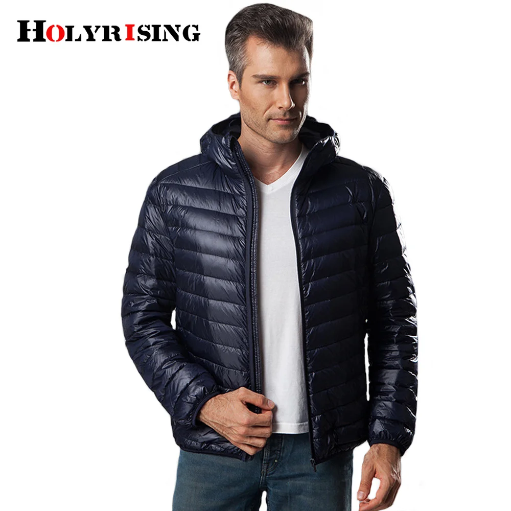 Holyrising Winter Coat Men Light Duck Down Jaket Turn Collar For Hooded Zipper s Clothing S-6XL 18446-5