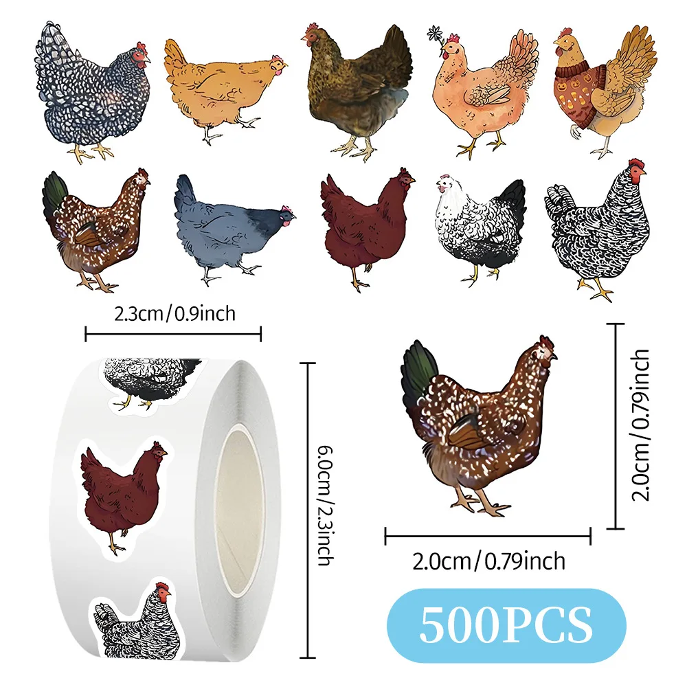 500Pcs Funny Cartoon Hen Animal Stickers for Refrigerator Laptop Stationery DIY Craft Gift Package Sealing Decor