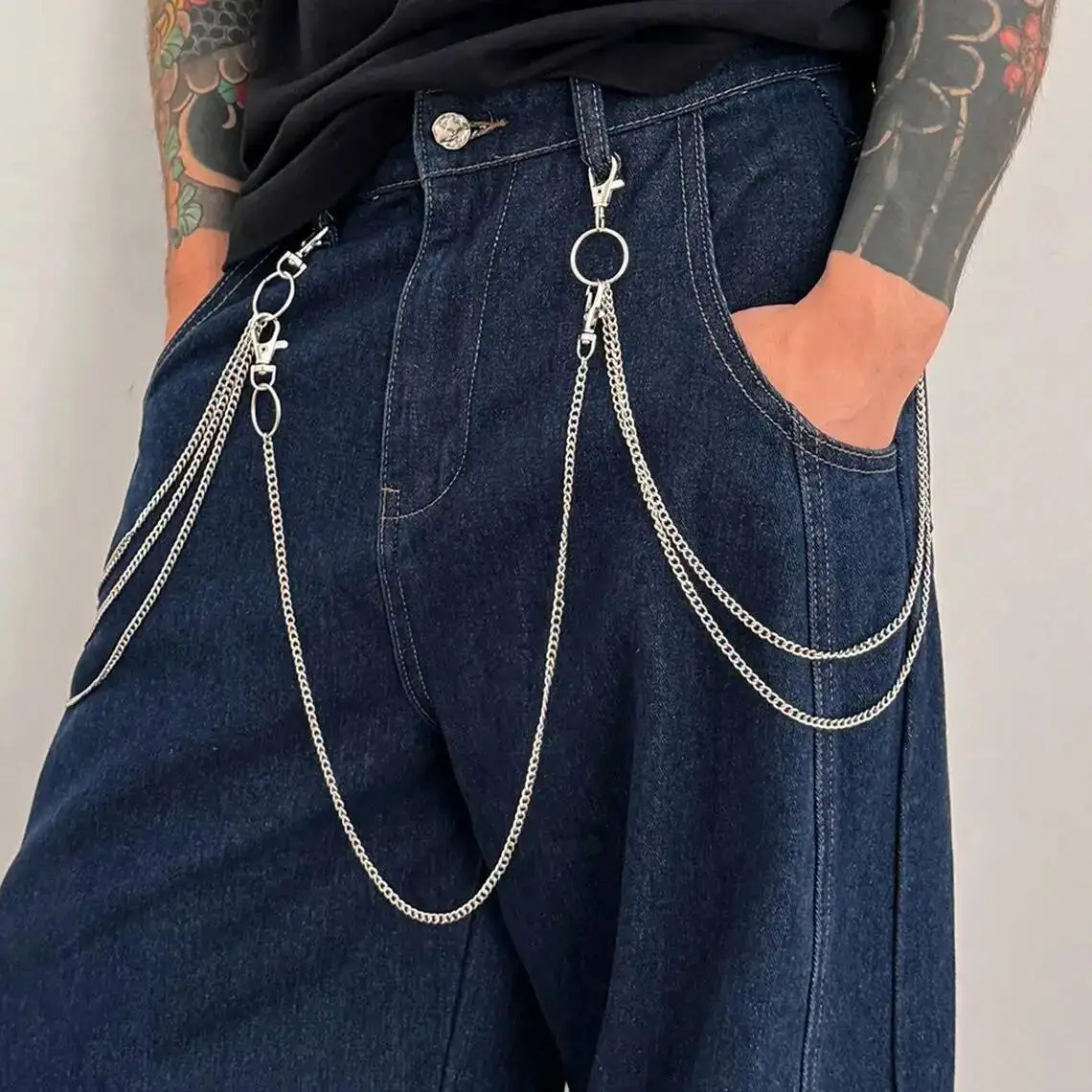 Salircon 3 Teile/satz Hip Hop Metall Gürtel Kette Hosen Brieftasche Schlüsselanhänger Männer Punk Hosen Jeans Kette Mode Schmuck Zubehör Geschenk
