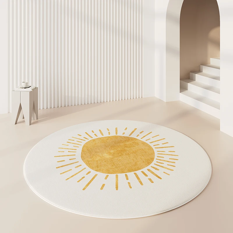 Simple Style Living Room Decoration Round Carpet Big Size Soft Antiskid Cute Room Rug Machine Washable Leisure Area Chair Mat