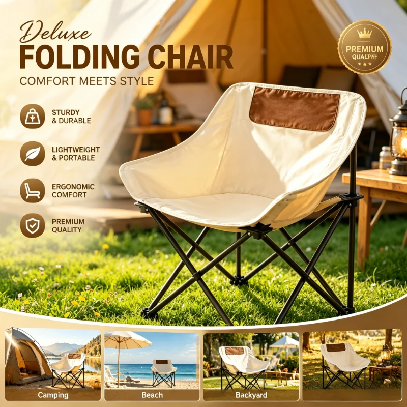 Outdoor Folding Camping Chair, Ultra Light Portable Seat for Picnic, Fishing, Hiking, Camping & Travel, Easy to Carry Chair